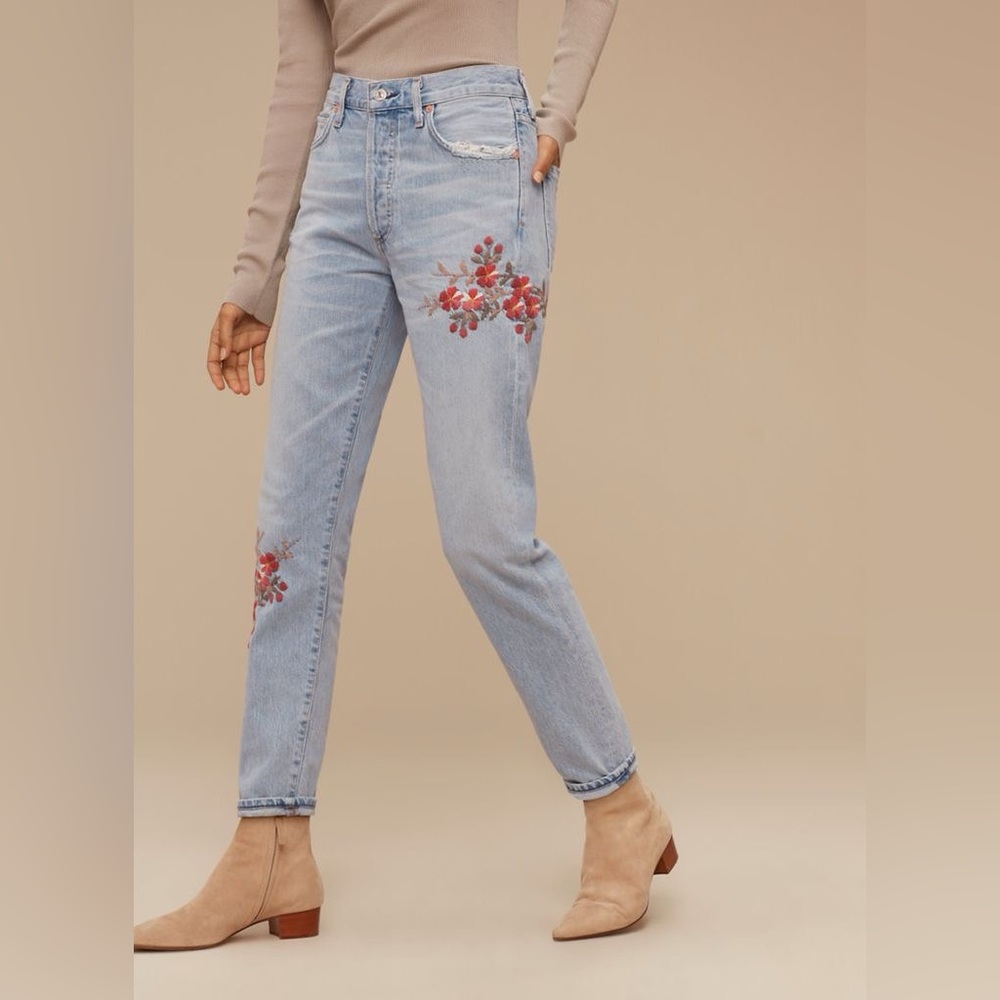 Citizens of Humanity Liya High Rise Classic Fit Crop with Embroidery Size 26